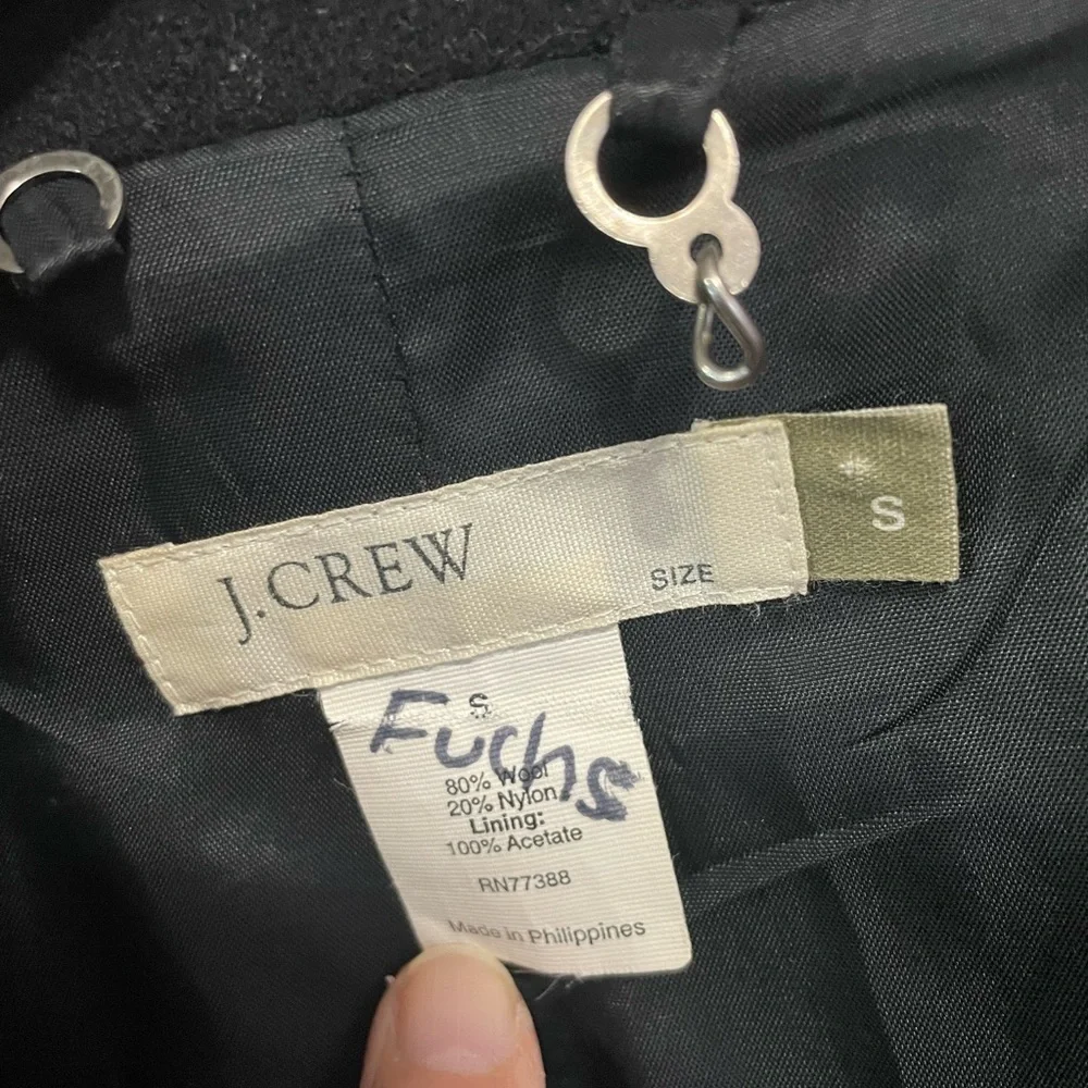 J. Crew Black Wool Blend Overcoat‎ Pea Coat Size S - Picture 3 of 9